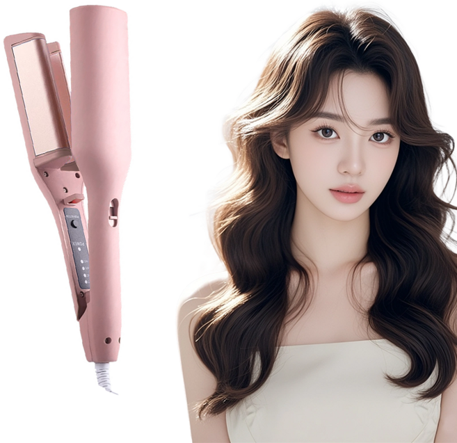 Windee 물결 고데기 32MM 볼륨 펌고데기 물결웨이브 온도조절 오일 코팅 화상 방지 라면머리 220V, 1063, 핑크