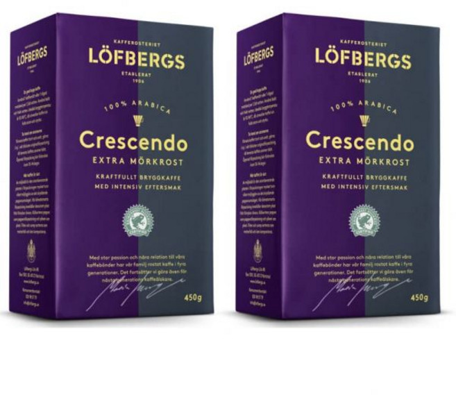 Löfbergs 브라질 커피 로프베르그스 크레센도 엑스트라 다크 로스트 및 분쇄 500g 2개 묶음, Löfbergs 브라질 커피 로프베르그스 크레센도 엑