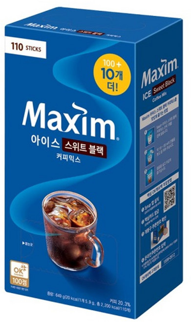 맥심 아이스 블랙 커피믹스 + 추가구성 랜덤발송, 5.9g, 100개입, 1개