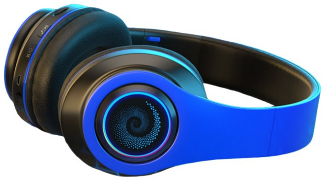 QYUNER 블루투스 5.2 Hi FI 무선 헤드폰, 푸른 색+블랙