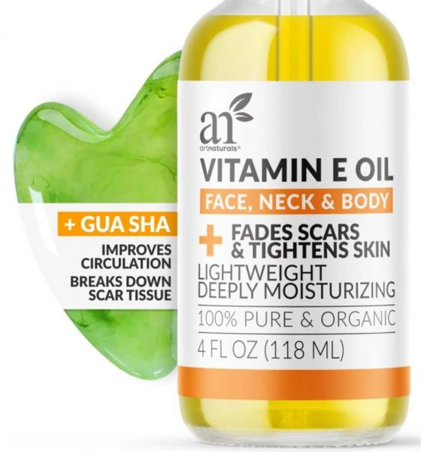 아트내추럴 페이스 & 바디 비타민 E 바이오 오일 4.0온스 + 과샤 페이셜 툴 세트 - 흉터 스트레치 마크 셀룰라이트 및 네일을 위한 유기농 보습 스킨케어 관절 근육 마사, 118ml - 쿠팡