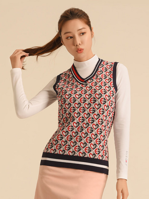 [엘르골프] 여성 브이넥 조끼 스웨터_6G63103