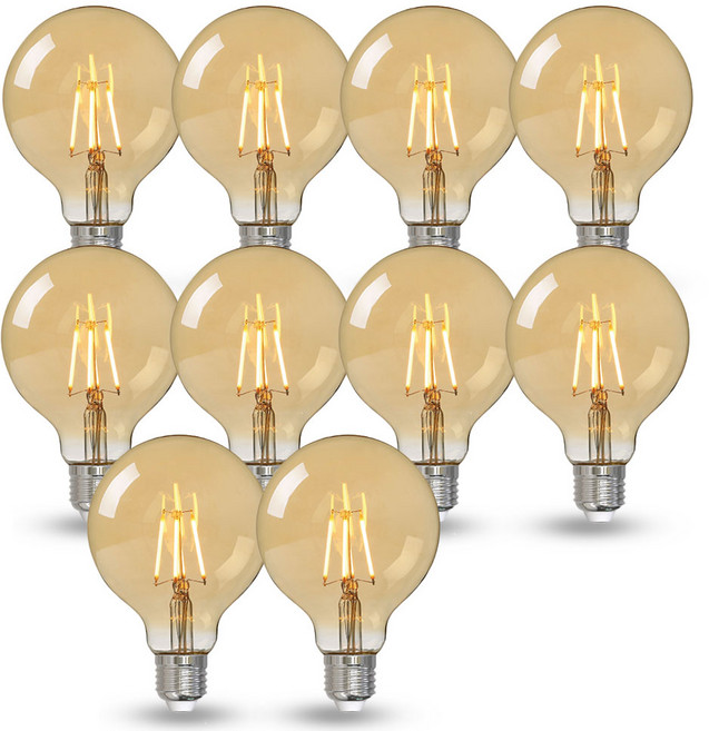 LED 에디슨 전구 볼전구 G95A 램프 필라멘트 2300K, 10개, 전구색