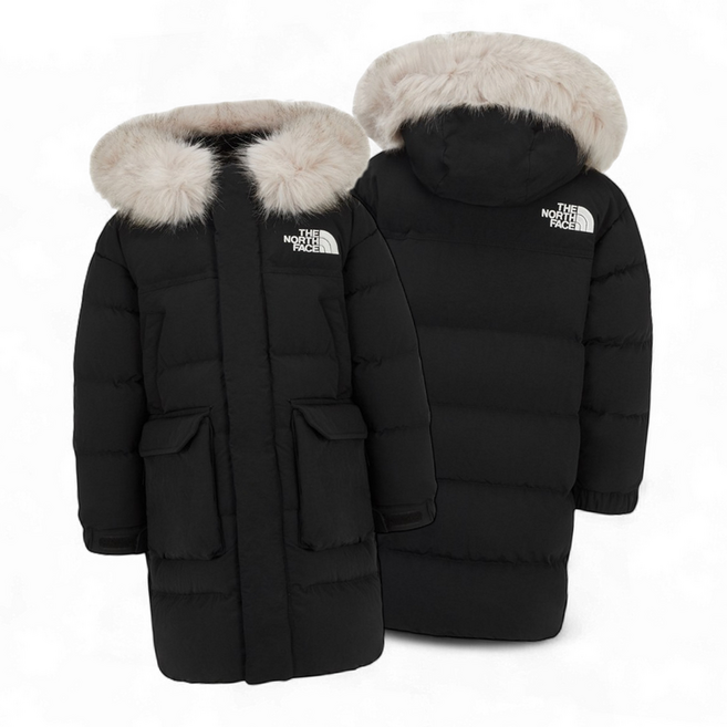 [매장판] 노스페이스 키즈 롱 다운 패딩 익스플로어 코트 데일리 아웃도어 점퍼 블랙 NC1DR57S