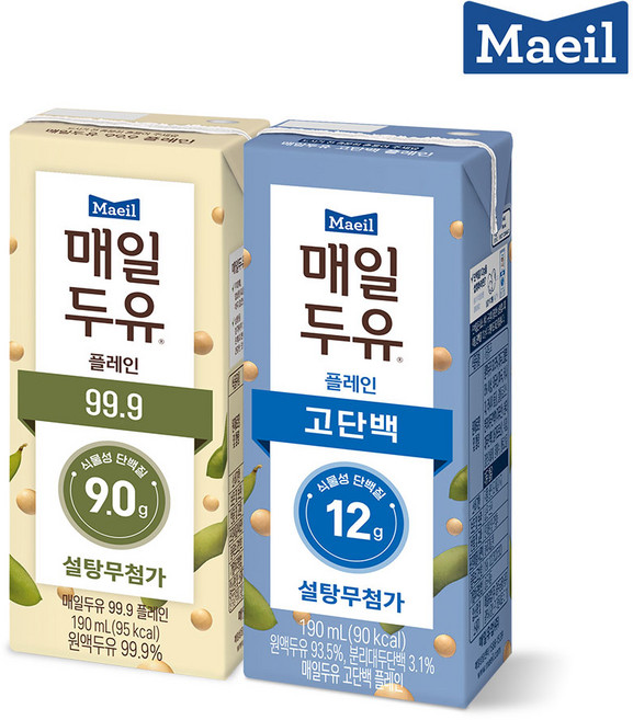 [매일유업] 매일두유 99.9 190ml 24팩+고단백 190ml 24팩, 1세트