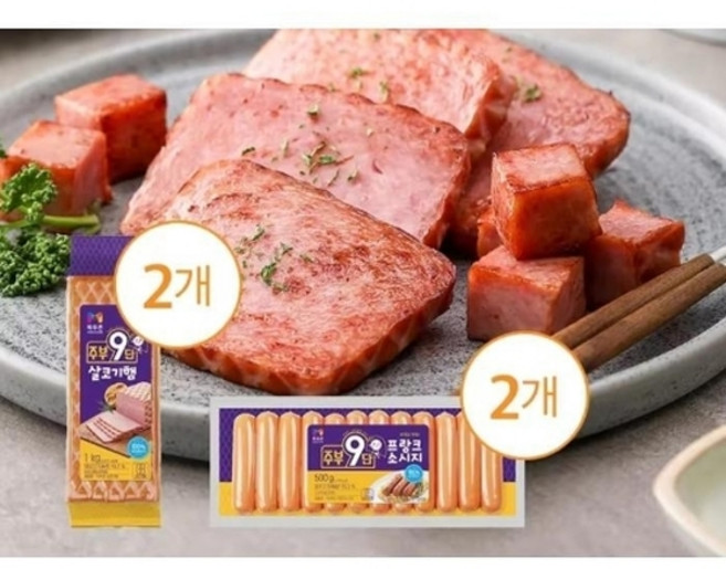 기타 [목우촌] 주부9단 살코기햄 1KG 2개+프랑크소시지 500G 2개, 기본