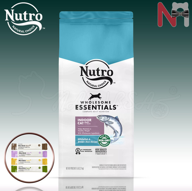 뉴트로초이스 캣 인도어 1세이상 흰살생선과현미 2.27kg 성묘 고양이사료, 간식/지퍼백등 랜덤 증정, 상세페이지참조, 1개