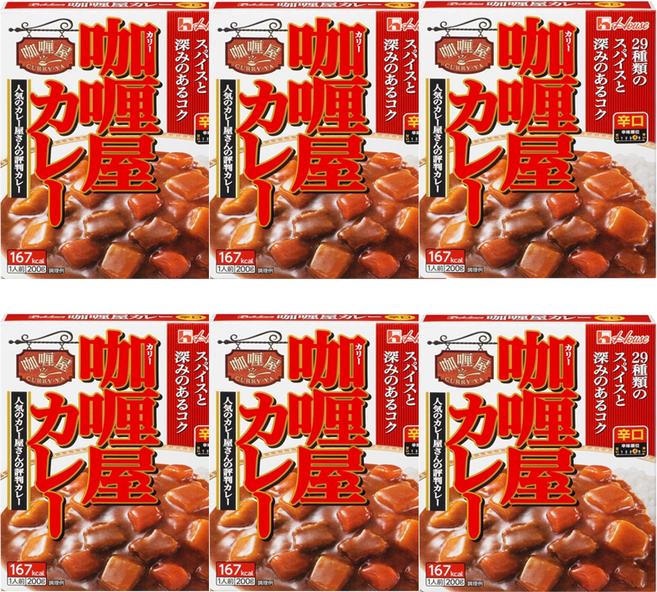하우스 카리야 치킨카레 매운맛 x6개, 단품, 200g
