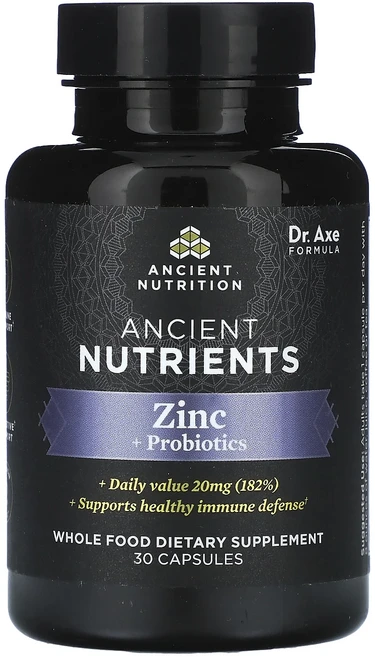 단백질 비타민 철분 마그내슘 칼슘 Ancient Nutrition 아연 + 프로바이오틱 캡슐 30정 고루고루섭취해주세요, AncientNutrition아연프로바이오틱캡슐30정, 1개 - 쿠팡