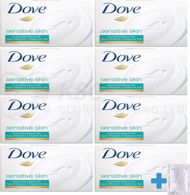 도브 비누 미국산 미뷰티바 센서티브 스킨+멀티비타민 1개 세트상품 캐나다 내수용 Dove Sensitive Skin Soap Bar, 8개입, 106g