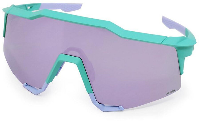 100% SPEEDCRAFT 스포츠 퍼포먼스 사이클링 선글라스 매트 화이트 - 하이퍼 블루 멀티레이어 미러 렌즈 126210, 프리 사이즈, 소프트 택트 민트