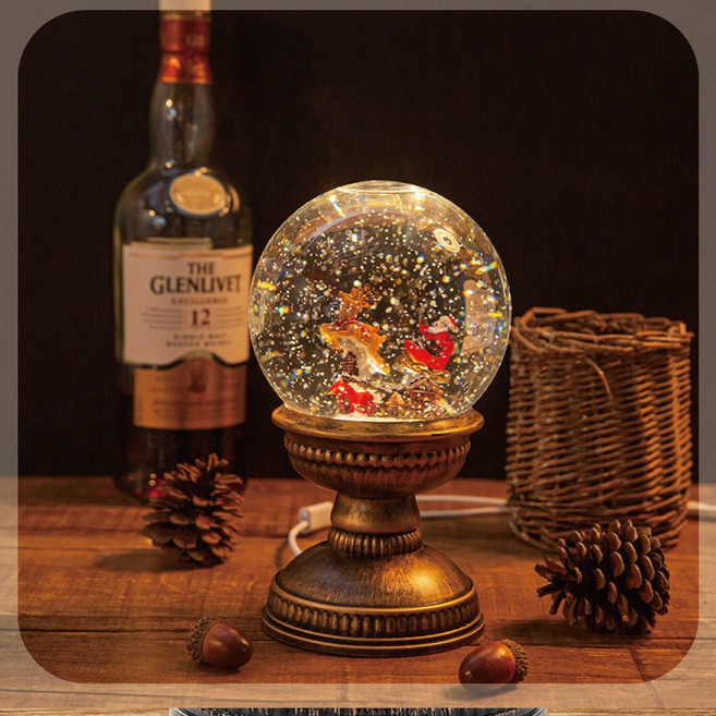 플라이샵)워터볼 오로골 크리스마스 선물파티 무드등 스노우볼 인터리어 장식소품, 설매타는 산타(W)