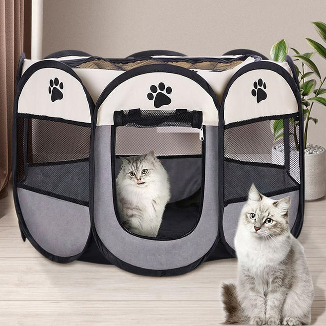 Pakchoice 접이식 펫 룸 패브릭 텐트 다용도 고양이 출산 텐트 하우스 분만실 산실 강아지 합사, 1개, 그레이