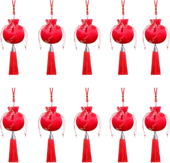 펀펀상사 전통 복주머니 파우치 소 미니 기념품 선물, 레드_10개