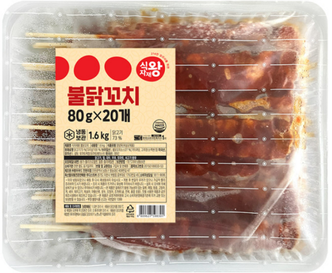 바이오푸드몰_식자재왕 불닭 닭꼬치 1.6kg, 6개