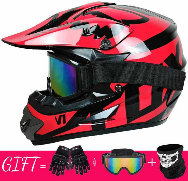 오프로드 바이크 헬멧 내구성 경량 풀페이스 하이바 전문가용, 1개, 168 브라이트블랙 레드 폭스