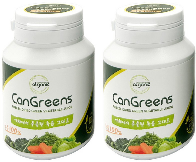 엘가닉 캔그린스 2병 - 그냥야채분말 아닌 100% 녹즙분말, 2개, 45g