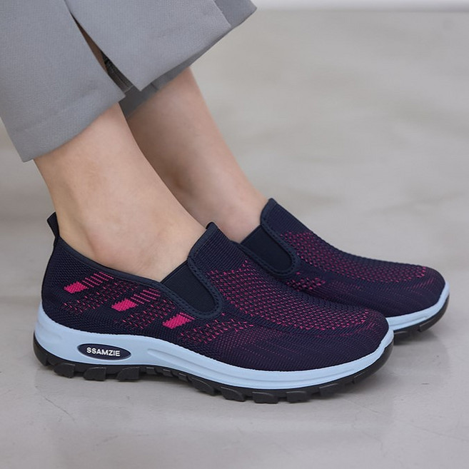 구멍송송 시원한 여름 니트 매쉬 스판 슬립온 가볍고 발편한 컴포트화 굽3.5cm