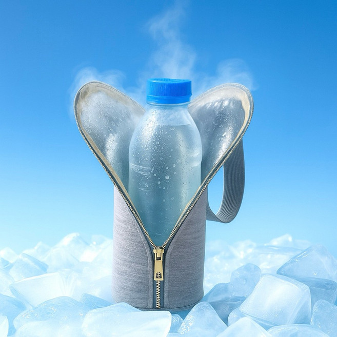 Gaayou 보냉백 500ml 휴대용 물병 파우치 등산 운동 커버 가방 미니 아이스팩 주머니 생수병 보온 보관 대학생 직장인 캠핑 여행용 보냉 가방, 그레이, 1개