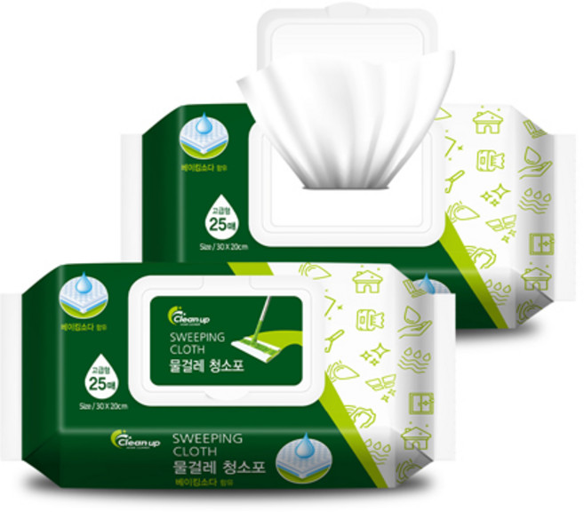 클린업 물걸레 청소포 대형 25매, 2개