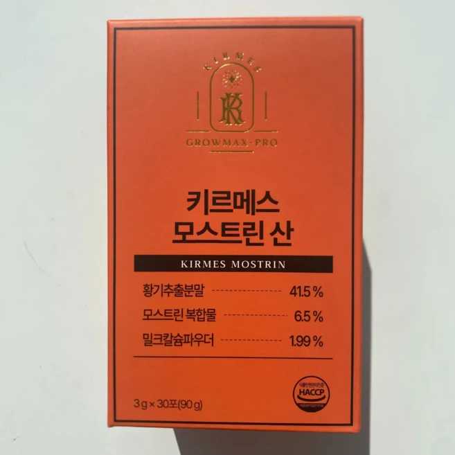 황기추출분말 1500mg 키르메스 모스트린 산 3g 30포 90 g, 90g, 2개 - 쿠팡