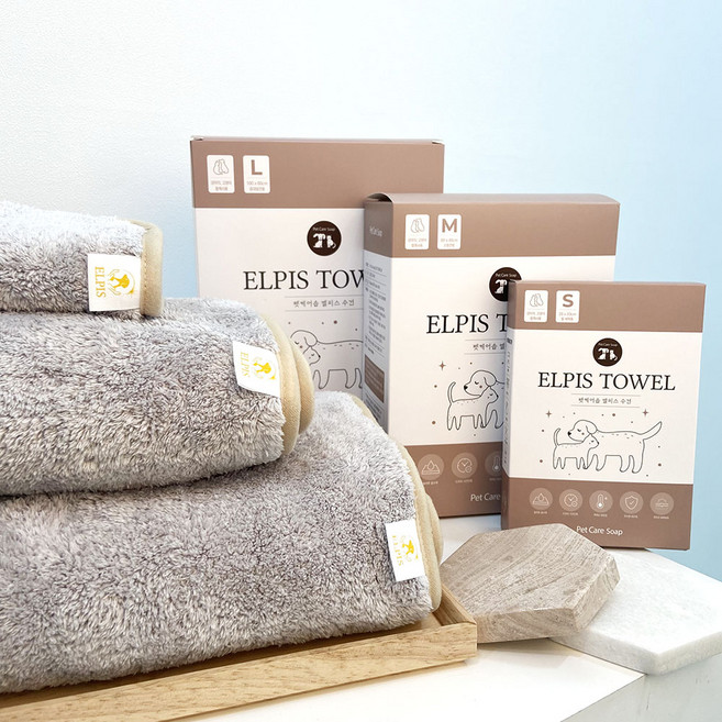 펫케어솝 엘피스 펫 타월 강아지 고양이 목욕 극세사 수건, 1개