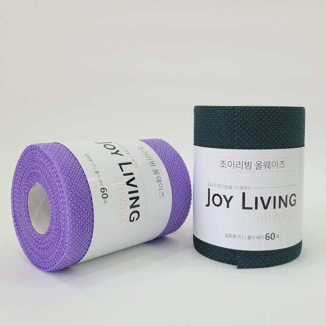 올웨이즈 일회용 롤 수세미 미니 60매 3롤 180매 행주 뜯어쓰는 양면 수세미, 올웨이즈미니60매3롤180매그레이+퍼플, 1개