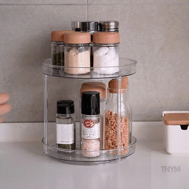 셀팃 회전식 2단 수납선반 양념통정리대, 소