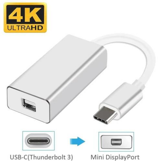 맥북 프로용 미니 DP 컨버터 USB 31 C 타입미니 디스플레이 포트 어댑터 썬더볼트 3 4K 60Hz, 1개