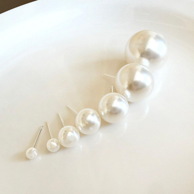 MOOLDN 실버925 화이트 펄 진주 혼주 한복 면접 귀걸이 (4mm/5mm/8mm/10mm/13mm/16mm/20mm)