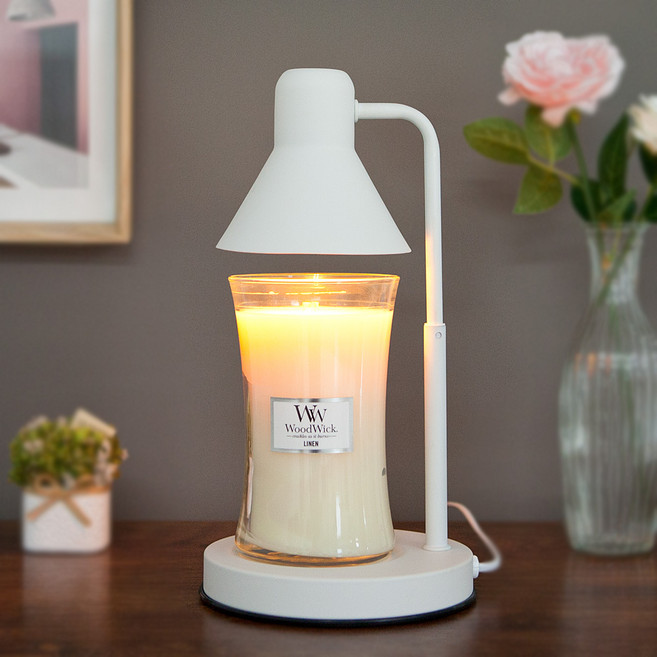 우드윅캔들 라지자 + 더스윗 모노 높이조절 캔들워머 다이얼 + 전구 2p 세트, 모노화이트-높이조절(다이얼), 린넨