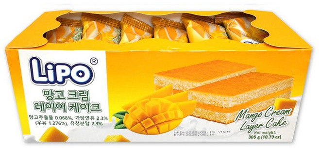 망고크림 레이어케이크 18g x 21개입, 21개
