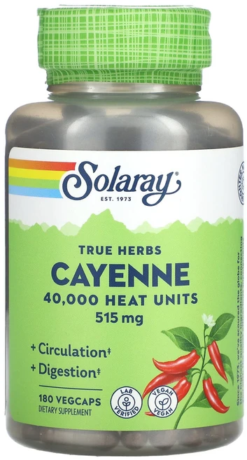 Solaray True Herbs 카이엔 515mg 베지 캡슐 180정, SolarayTrueHerbs카이엔515mg베지캡슐18, 1개 - 쿠팡