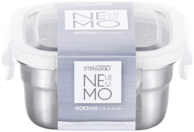 스텐락 네모 밀폐용기 정사각 4호 400ml, 1개, 4호 (400ML)