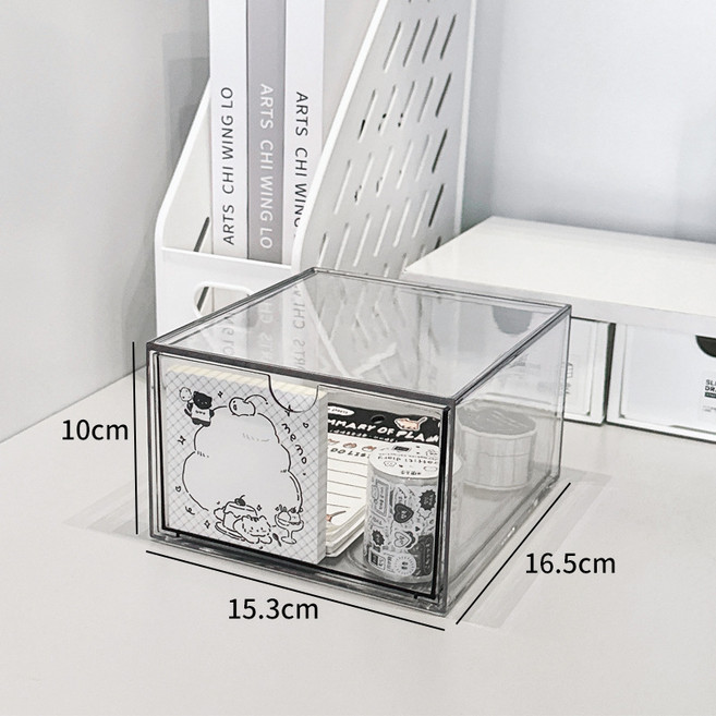 抽屜式分隔收納置物架亞克力透明雜物盒子化妝品整理盒桌面收納盒, 1個, 【大號/1個】抽拉順滑不卡:如圖