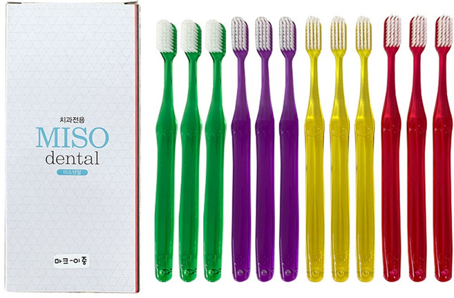 미소덴탈 레인보우 어린이 성인 미세모 치과 칫솔, 1개, 12개입, 레인보우 성인 이중슬림모 (12개1세트)