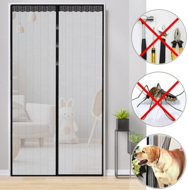 여름 자석 메쉬 네트 도어 커튼 자동 닫힘 빠른 모기 방지 곤충 파리 설치가 쉬운 스크린, 02 W90cm*H210cm, 05 Purple-A