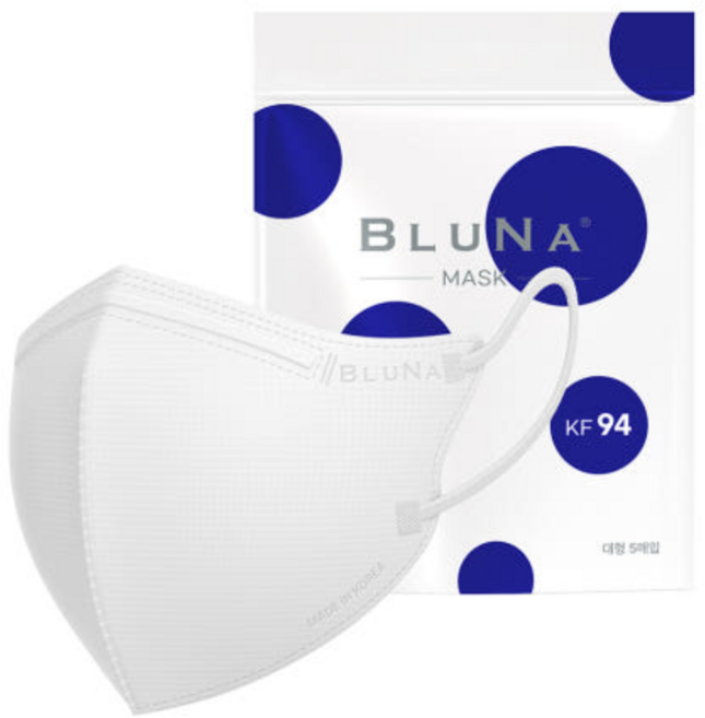 블루나 숨편한 새부리형 황사방역 마스크 대형 KF94, 5매입, 200개, 화이트