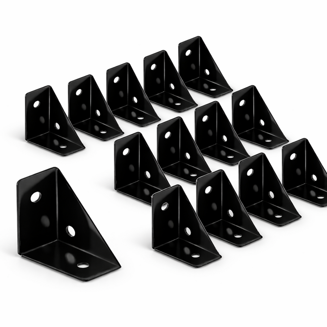 앵글 브라켓 ㄱ자 코너 철물 선반 지지대 보강 브라켓 전용나사 포함, 20개, 블랙