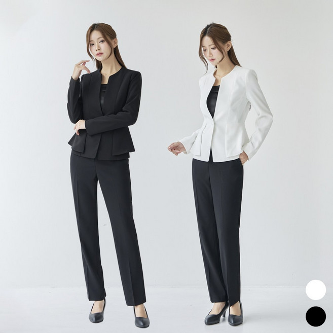 더웨이나인 여성 바지 정장 세트 플레어 노카라 스트레이트 Y날개pants set