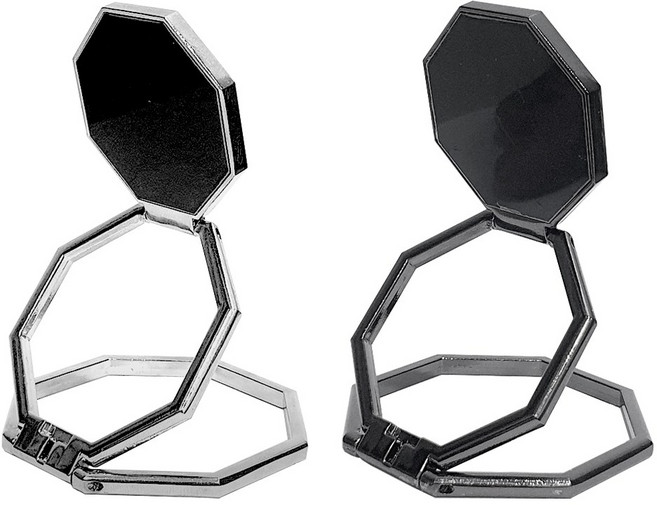 JS라이프 옥타링 접이식 스마트링 거치대, 실버/블랙, 2개