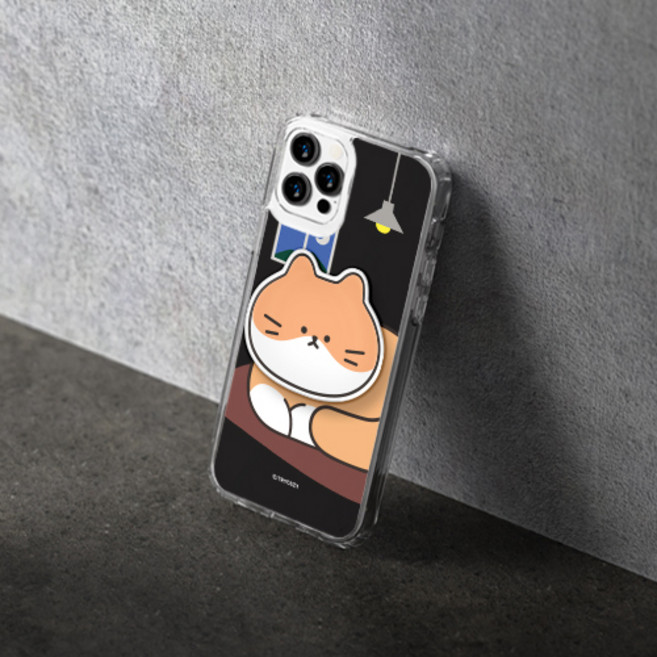 시안샵 TRY 야옹이 힐링 에폭시톡 클리어 에어쿠션 젤하드케이스 아이폰13 12 11 MINI PRO MAX XR XSMAX XS 7 8 SE2 + 단선방지