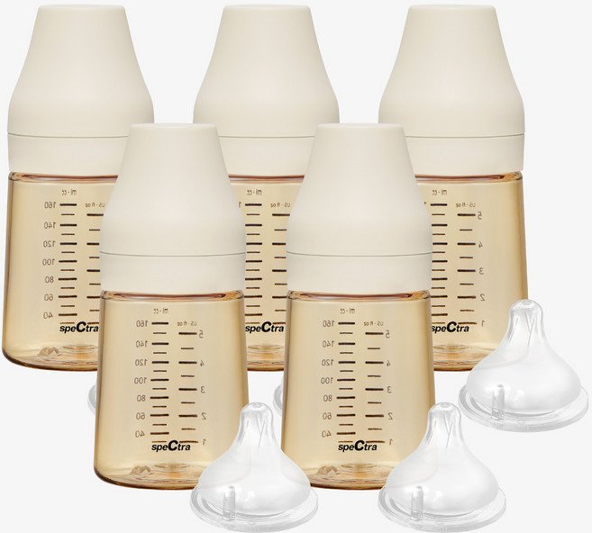 스펙트라 올셋 PPSU 젖병 (젖꼭지 S사이즈 포함) 160ml 5개 크림바닐라