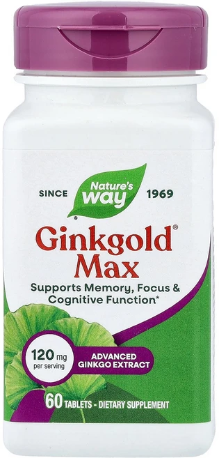 Nature's Way Ginkgold® 맥스 120mg 60정 Way (네이처스 웨이), Nature's Way, Ginkgold 맥스, 120, 1개 - 쿠팡