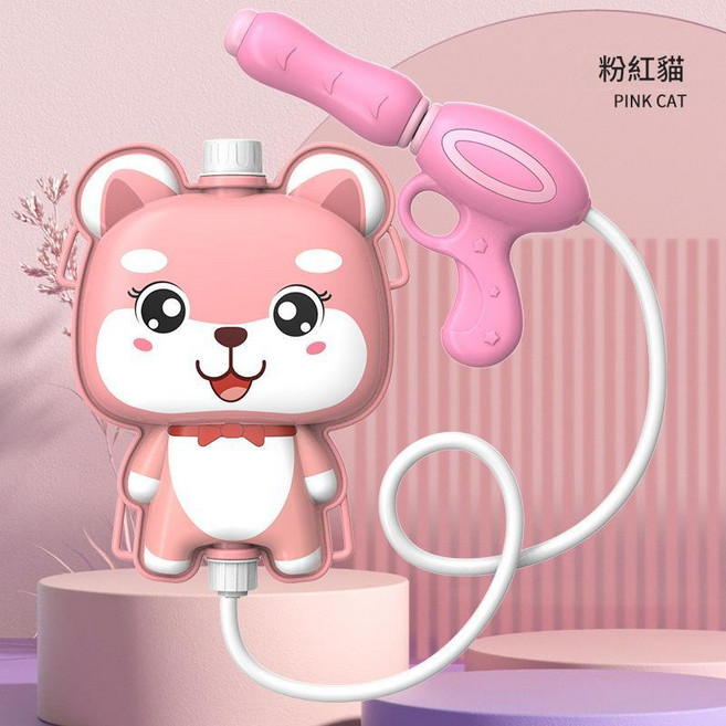 SAD 兒童揹包水槍玩具 抽拉式, 粉貓 1.0L揹包水槍, 1個