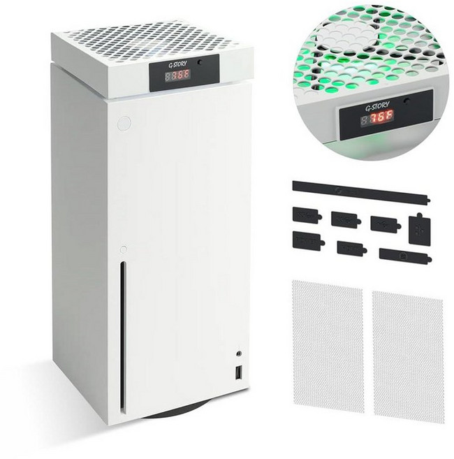 온도 LED 디스플레이 고성능 냉각 저소음 3단 150017502000RPM140MM RGB LED화이트로 자동 팬 속도 조절 가능한 Xbox Series X용 G-STORY, White, 1개