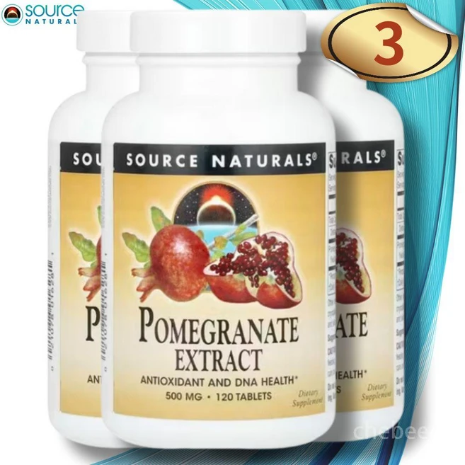 소스내추럴스 석류 추출물 500mg 120정 3병 엘라그산 식이섬유 이란, 3개 - 쿠팡