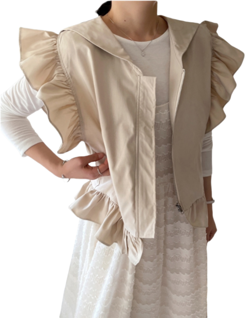 프릴조끼 러블리조끼 빅카라프릴조끼