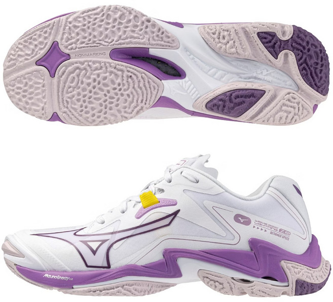 미즈노 배구화 웨이브 라이트닝 Z8 여성 화이트 퍼플 V1GC240010
