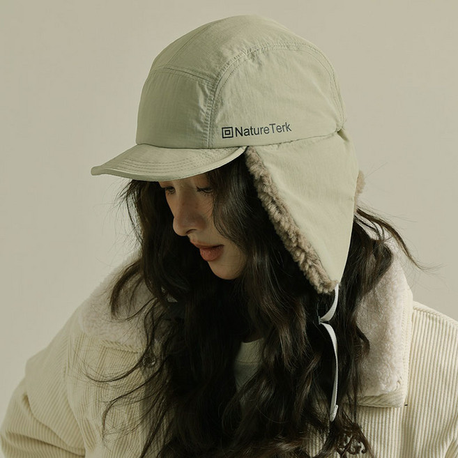 겨울 방한 귀달이 캠핑 등산 방수 캡 모자 트루퍼햇, 카키 베이지